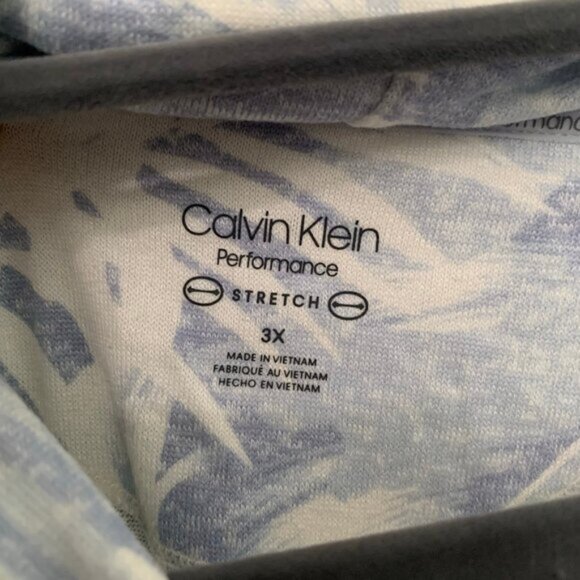 NEW Calvin Klein performance stretch blue white cowl neck athleisure top - Picture 4 of 8
